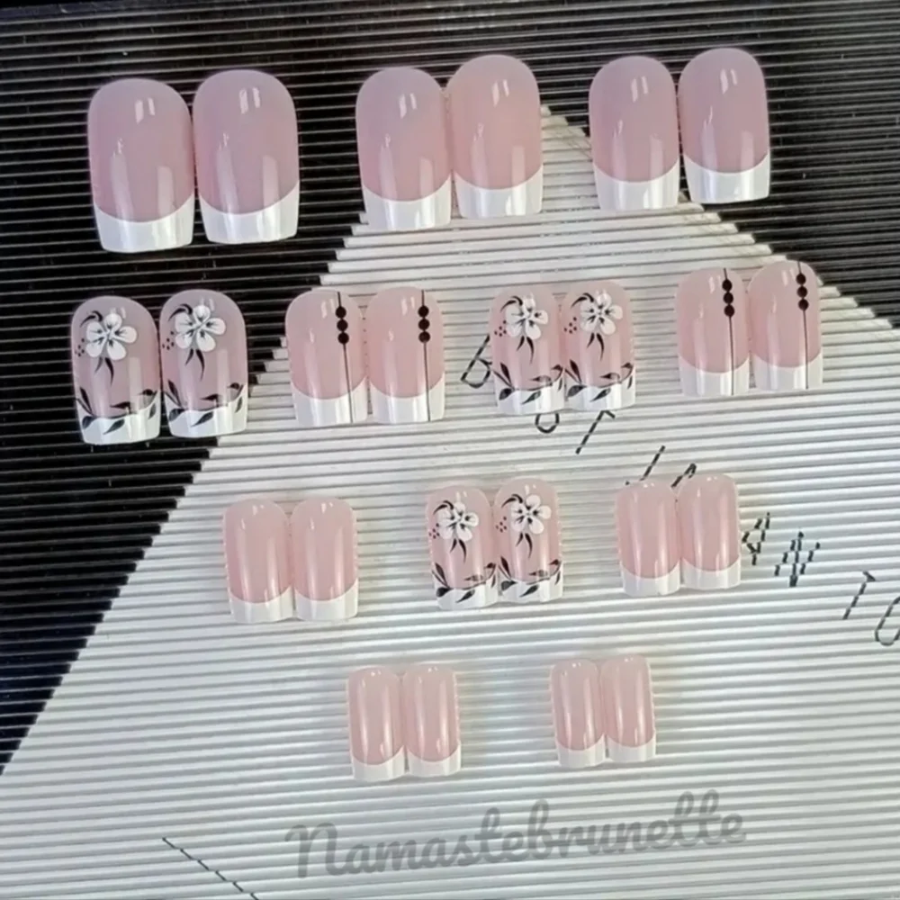 2/$16 Floral French Manicure Press On Nails